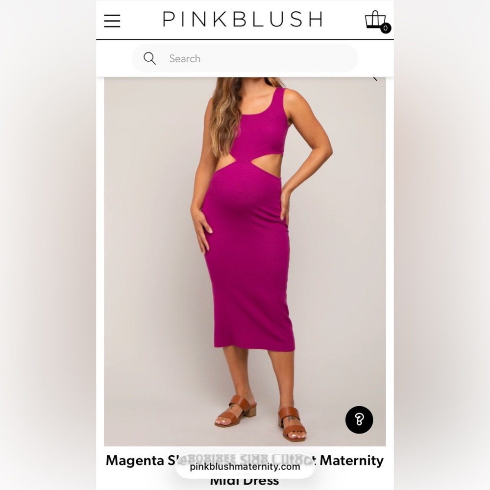 Blue Sleeveless Side Cutout Maternity Midi Dress (Small)
